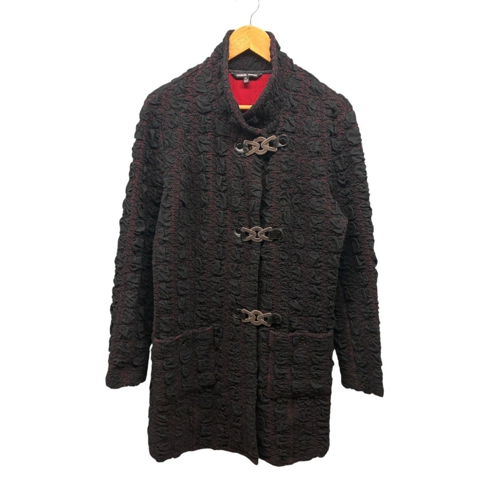 Samuel Dong Textured Toggle Funnel Neck Coat Womens M Black Avant Garde